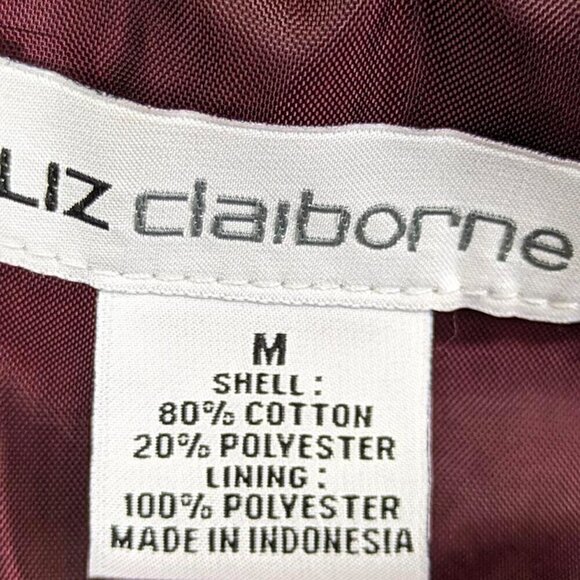 Liz Claiborne Velour Quilted Full Zip Vest Maroon Lined Size Medium - Picture 10 of 11